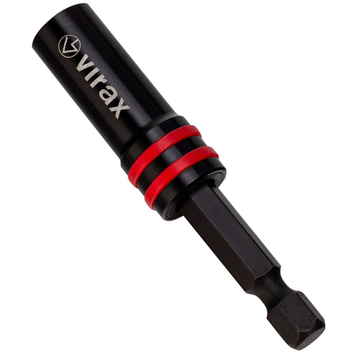 Embout de vissage Virax, outil noir avec anneaux rouges, couleur noire et rouge