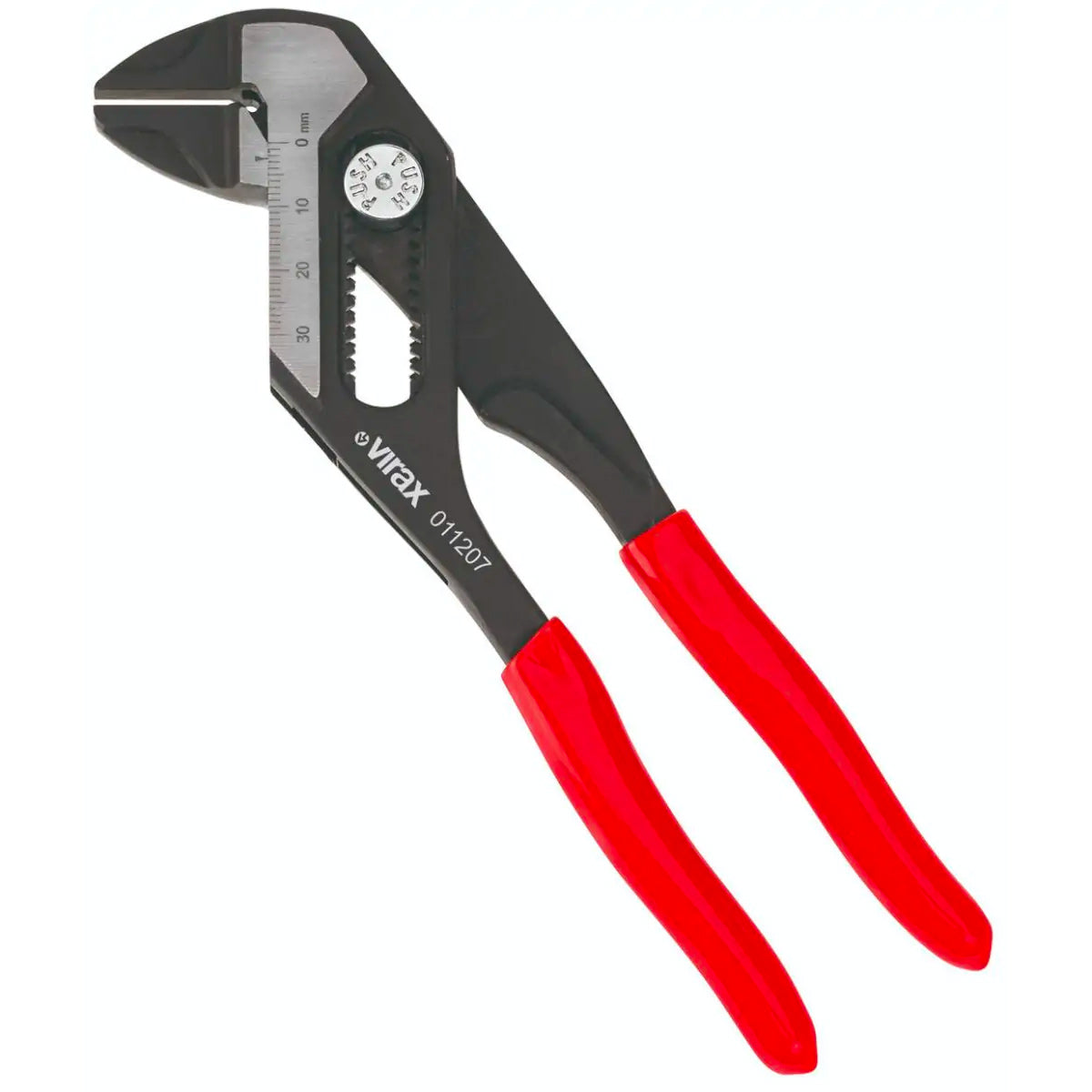 Pince multiprise Virax, outil de plomberie, poignées rouges, acier noir.