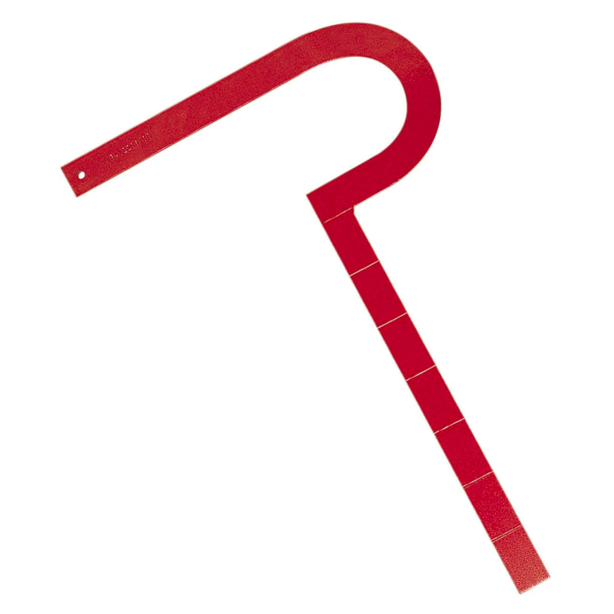 Équerre de marque Facom, outil de traçage, couleur rouge, vue sur fond blanc.