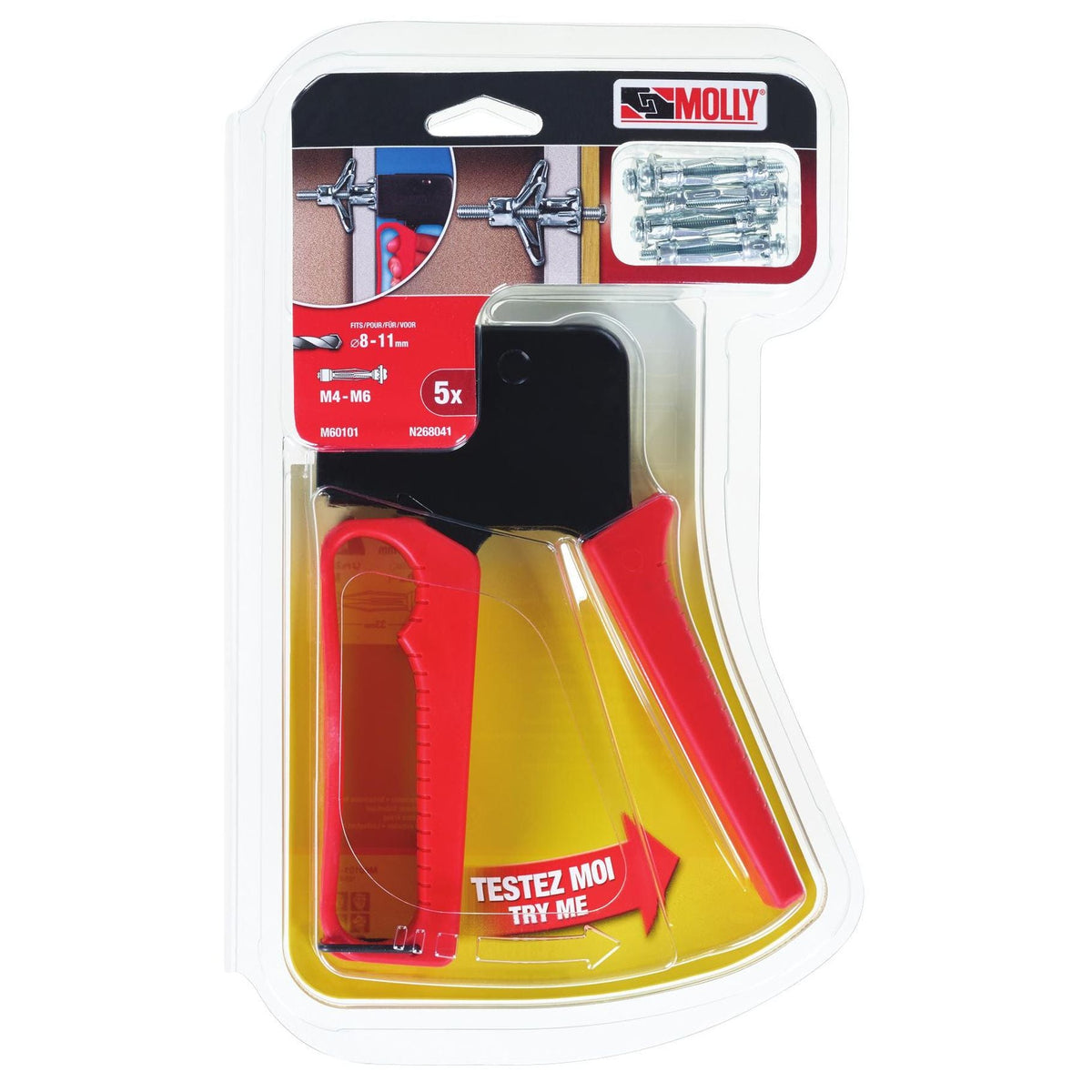 Molly Outil de pose pour chevilles métalliques M4-M6 avec 5 chevilles Ø 4 x 33 mm - Mister PRO