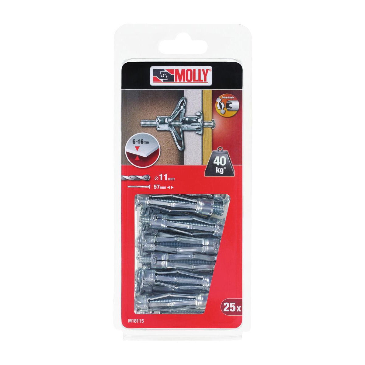 Molly Chevilles métalliques à expansion Ø 6 x 50 mm avec vis M6 à tête cylindrique - Mister PRO