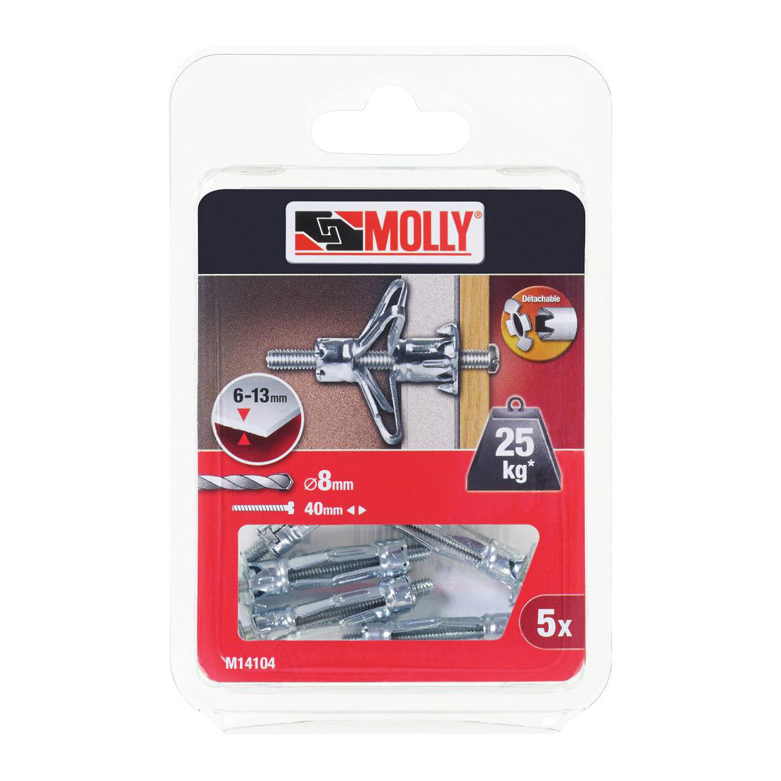 Molly Chevilles métalliques à expansion Ø 4 x 33 mm avec vis M4 à tête cylindrique - Mister PRO