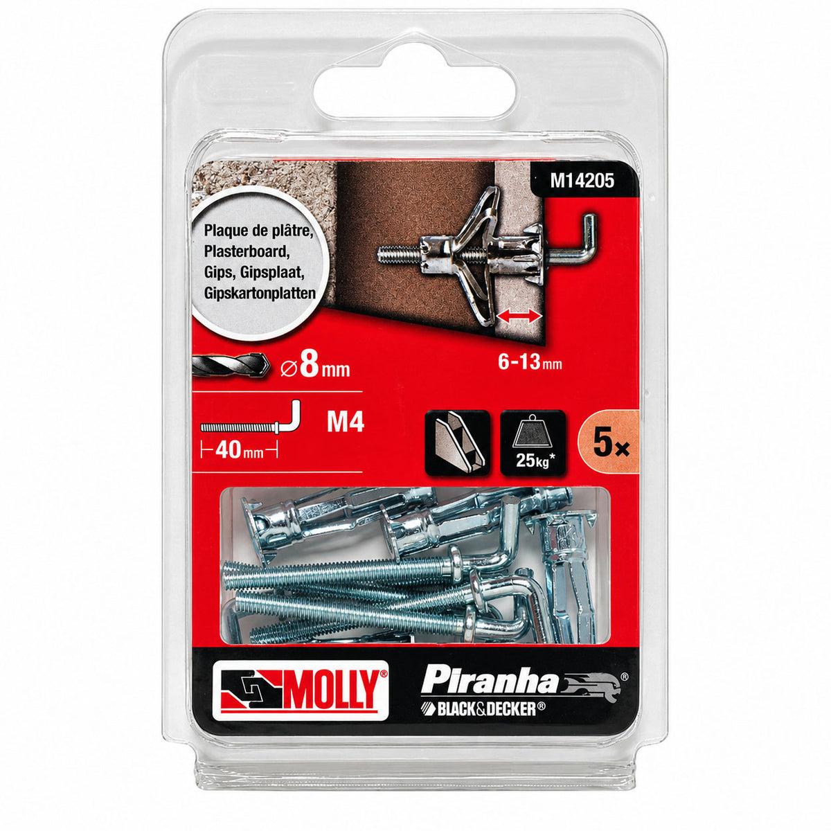 Molly 5 Chevilles métal à expansion Ø 4 x 33 mm avec gond - Mister PRO