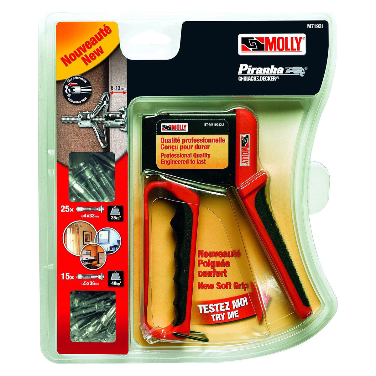 Molly Valibox 40 chevilles métal : 25 Ø 4 x 33 mm + vis + 15 Ø 5 x 36 mm + vis + 1 pince de pose nouvelle génération - Mister PRO