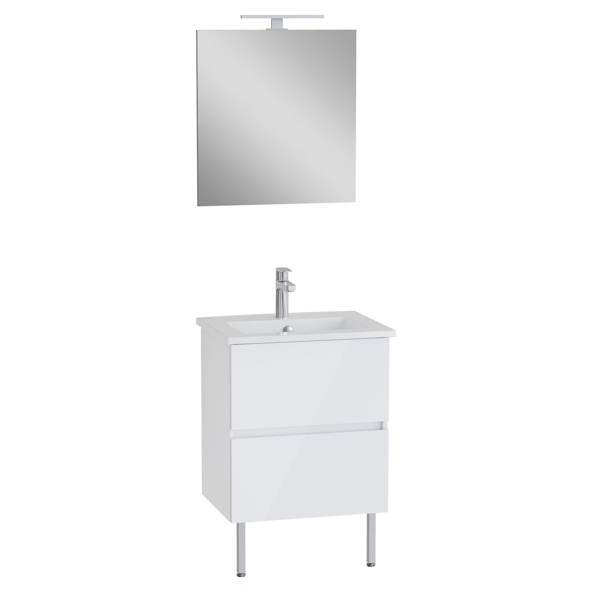 Meuble lavabo blanc Jacob Delafon avec miroir, ensemble salle de bain, couleur blanche