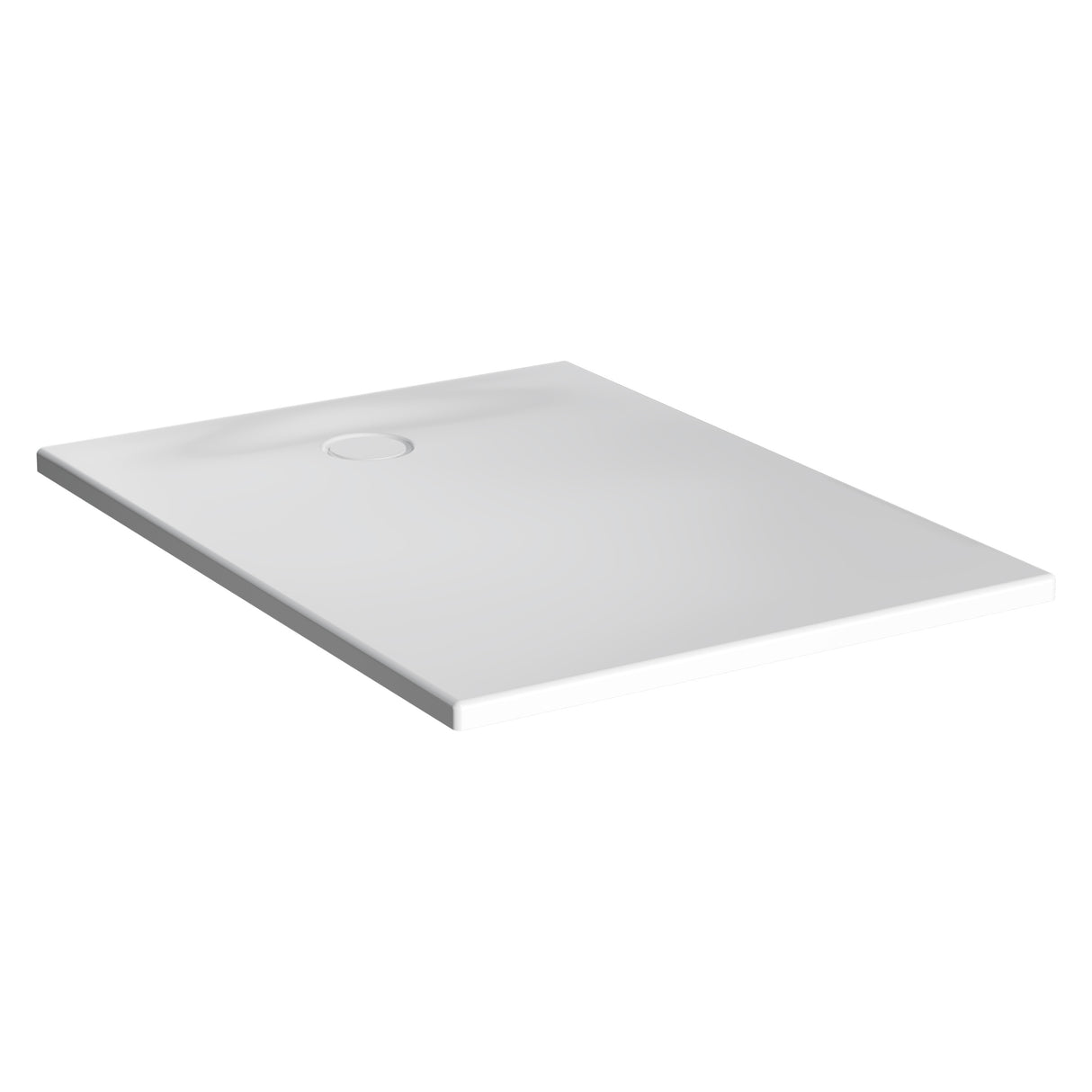 Receveur de douche blanc, marque Geberit, design rectangulaire moderne.