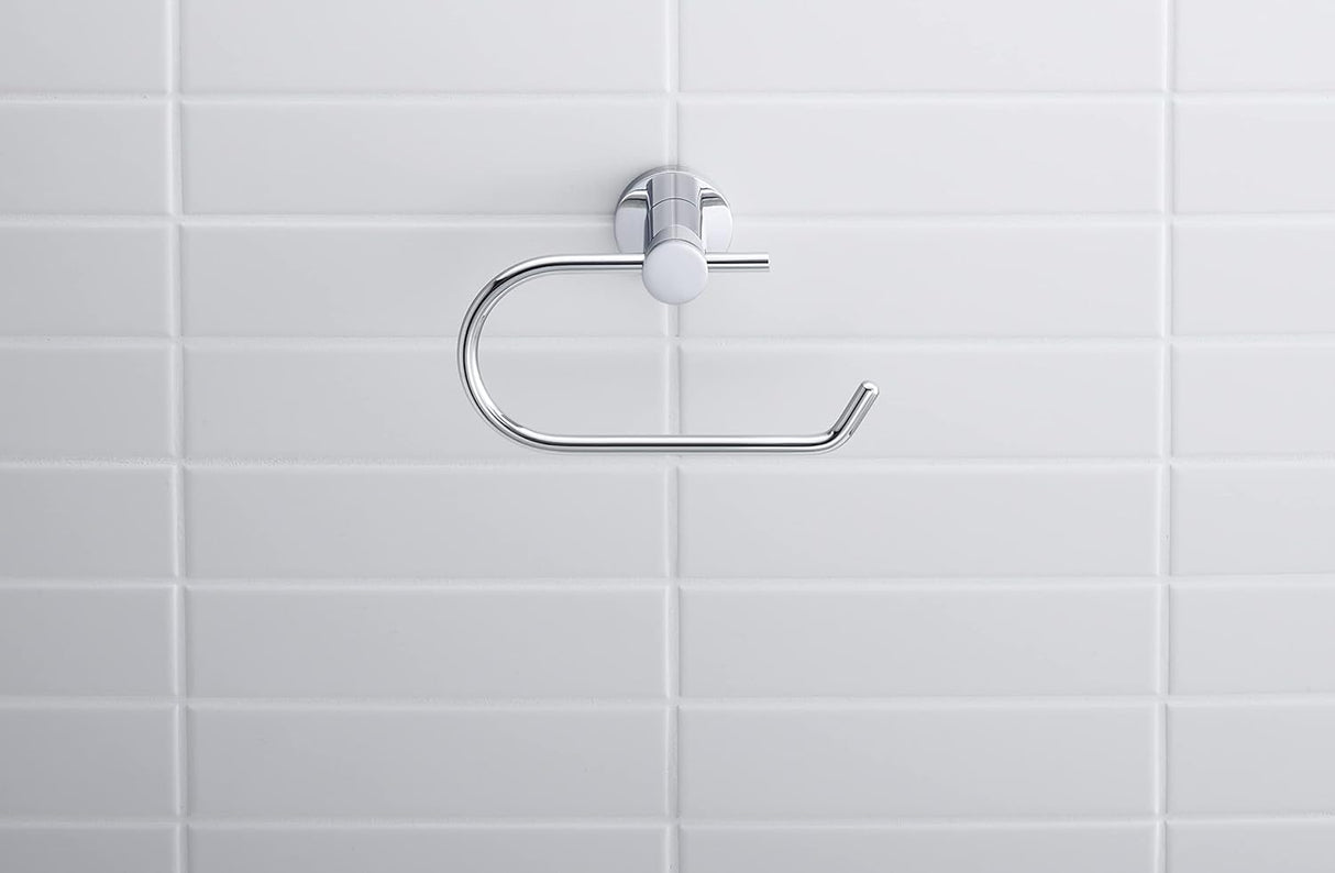Porte-papier toilette Grohe mural, argent, accessoire salle de bain chromé, design moderne.