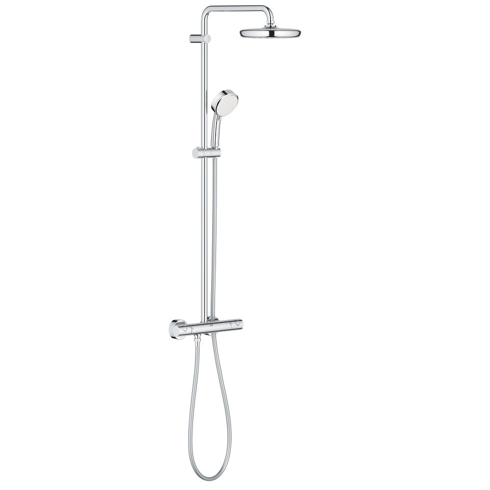Colonne de douche Grohe chromée, ensemble de douche thermostatique couleur argent