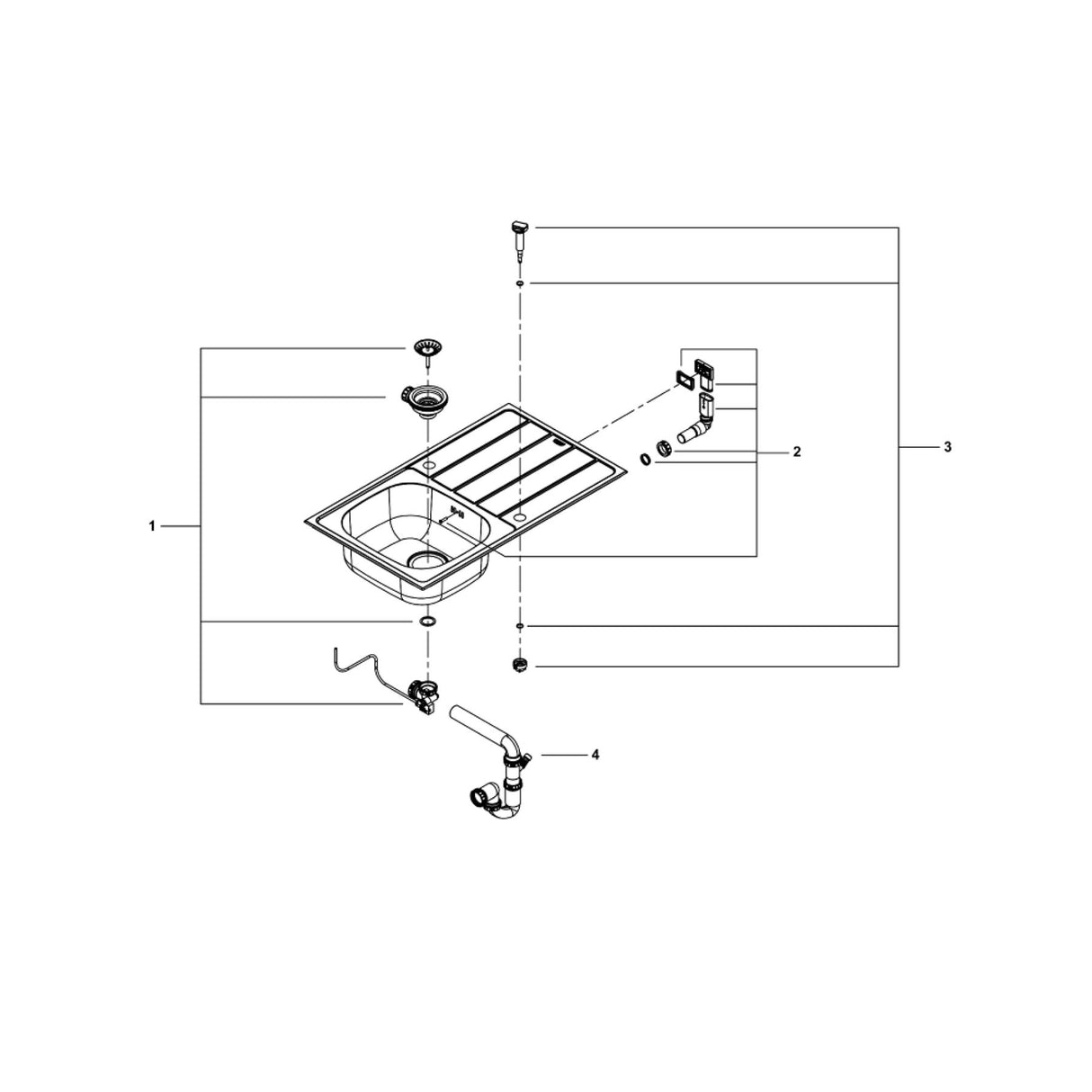 GROHE Bau Pack évier inox 1 bac + mitigeur cuisine