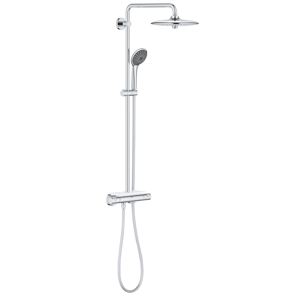 Colonne de douche Grohe, type thermostatique, couleur chromée, avec pommeau rond