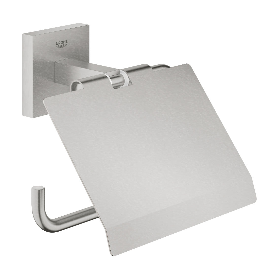 Porte-papier toilette Grohe, accessoire salle de bain, inox brossé, coloris argenté