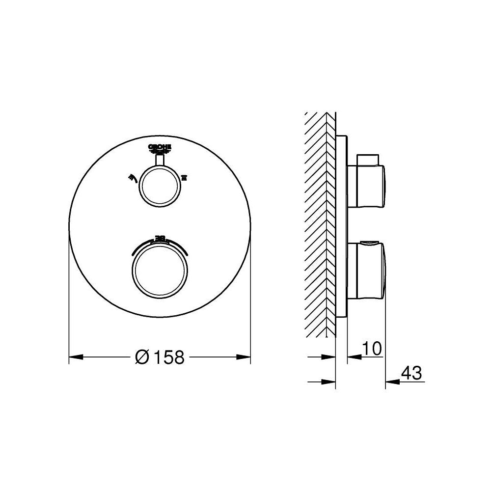 GROHE Mitigeur de douche thermostatique Grohtherm 2 sorties avec inverseur