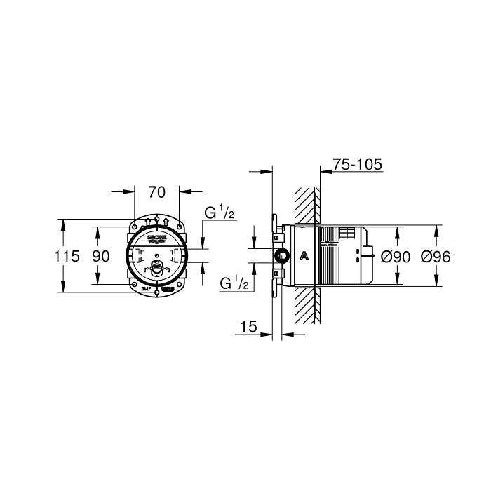 GROHE Corps encastré universel 1/2 Rainshower