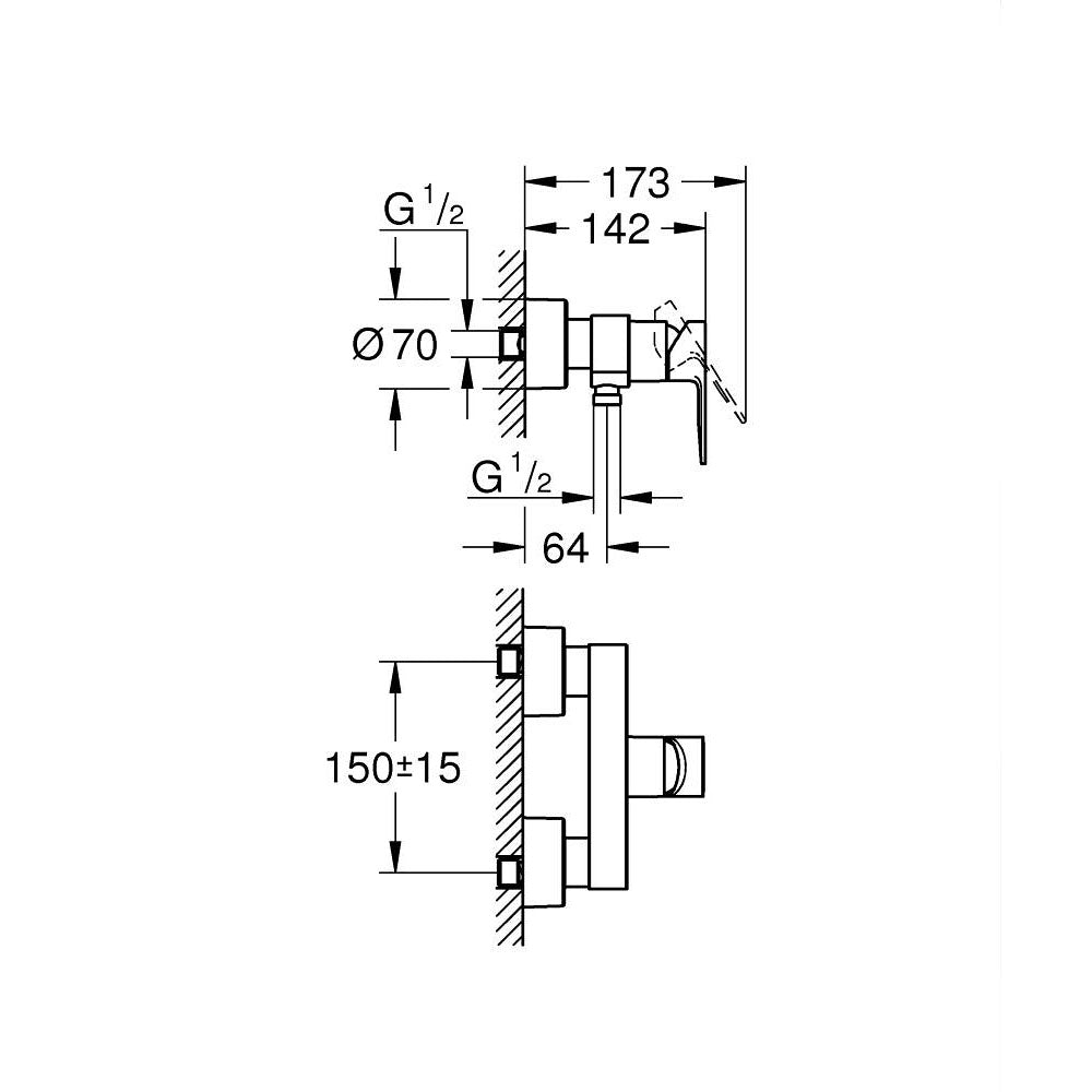 GROHE Mitigeur de douche mural Lineare - Mister PRO