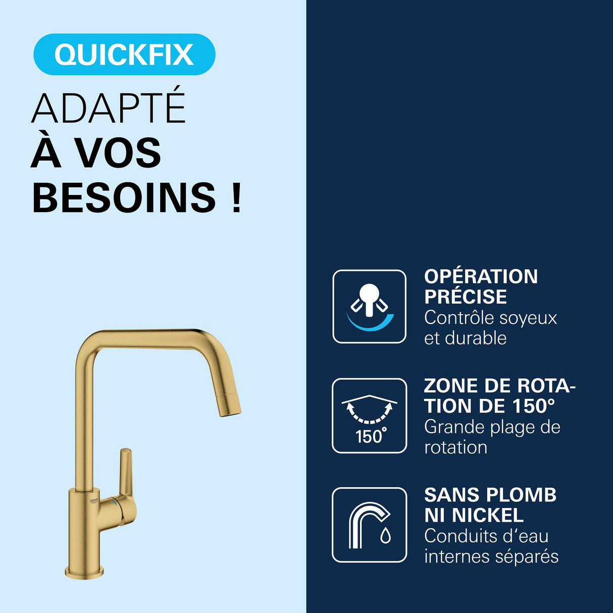 GROHE Mitigeur de cuisine monocommande Start Cool Sunrise brossé
