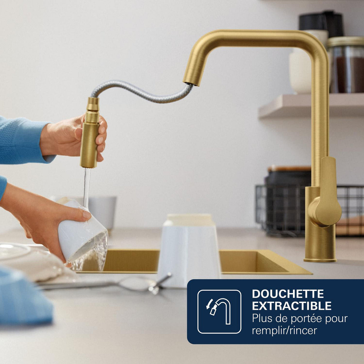 GROHE Mitigeur de cuisine monocommande avec douchette Start Cool Sunrise brossé