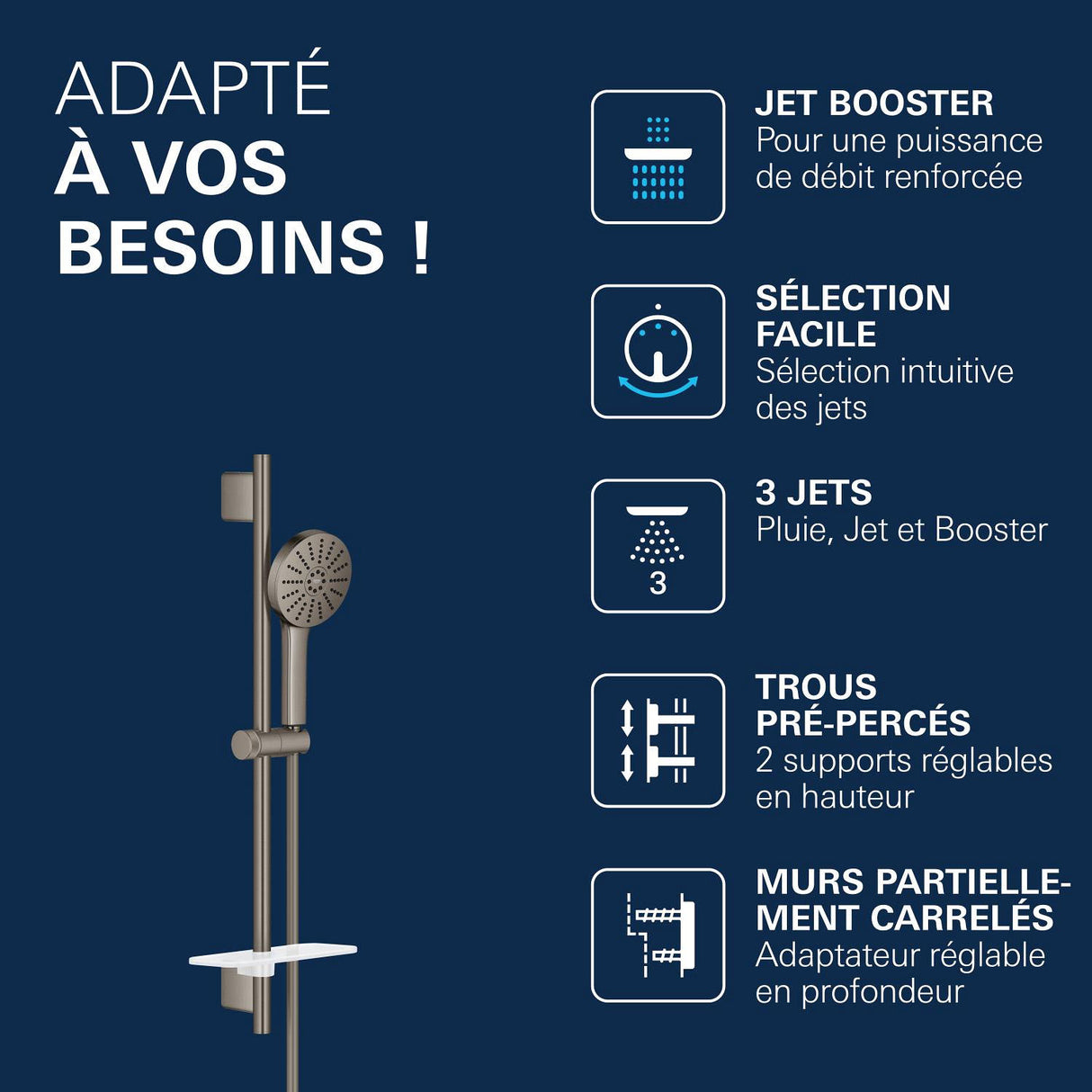 GROHE Ensemble de douche 3 jets Vitalio Joy+ 120