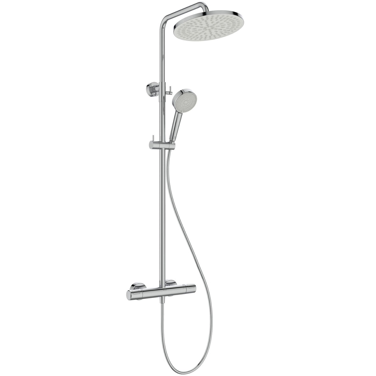 Colonne de douche Ø26cm hauteur ajustable CERATHERM T25 Chrome et blanc