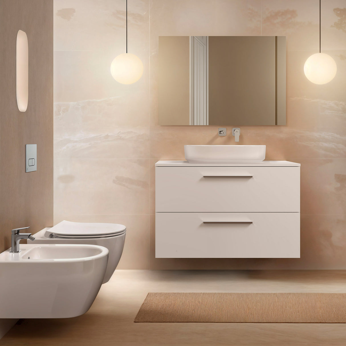 Pack WC suspendu caréné i.life O avec abattant recouvrant declipsable blanc