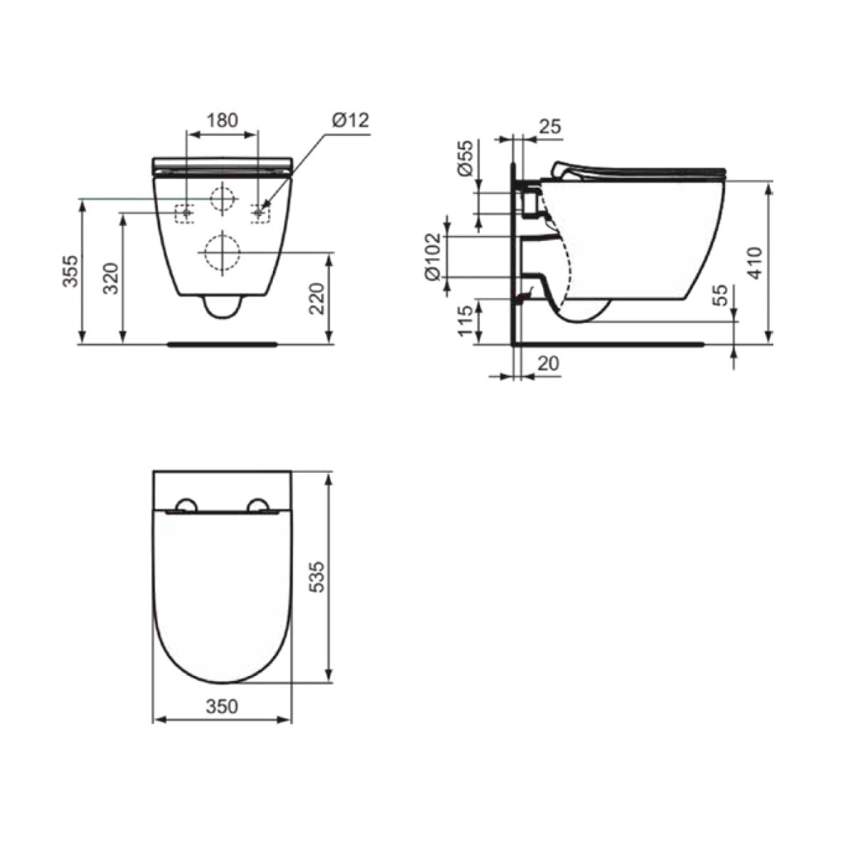 Pack WC suspendu caréné i.life O avec abattant slim declipsable blanc