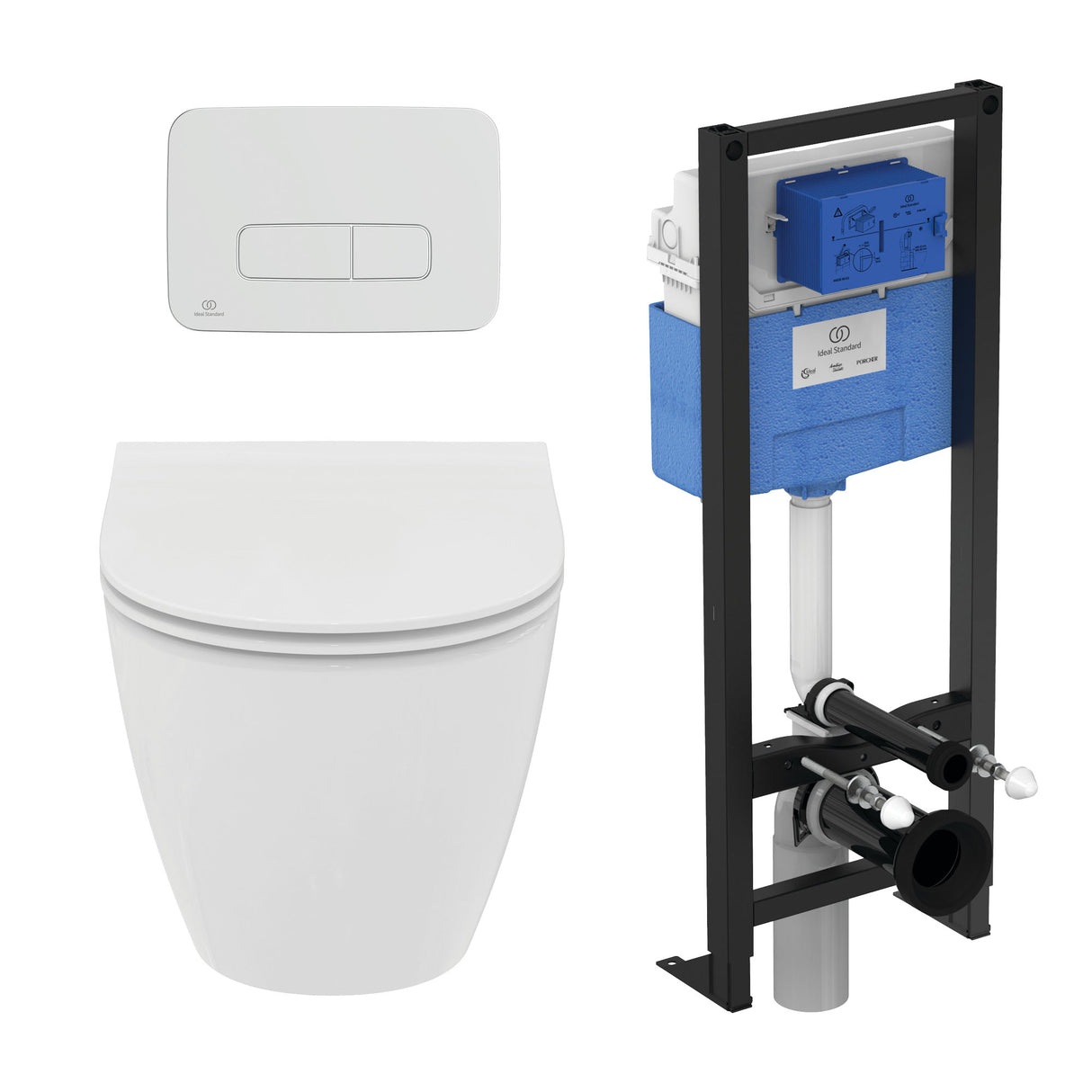 Idéal Standard - Pack WC suspendu i.life O slim + bâti support autoportant et plaque de commande