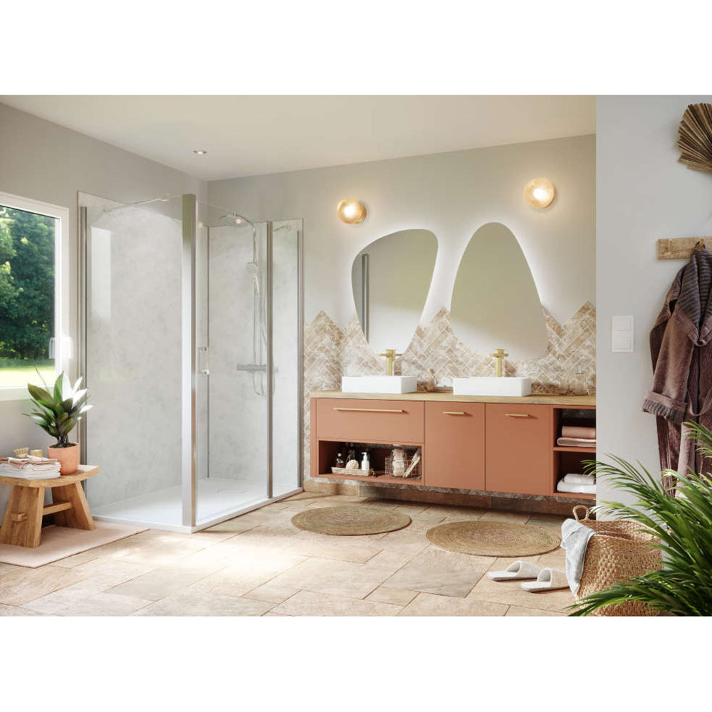 Panneau mural douche PREPANEL - Décor Marbre Blanc - Finition Mat