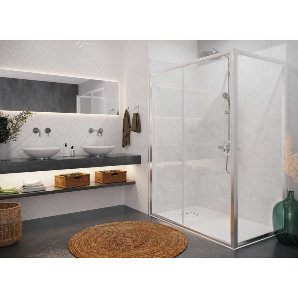Panneau mural douche PREPANEL - Décor Marbre Blanc - Finition Mat