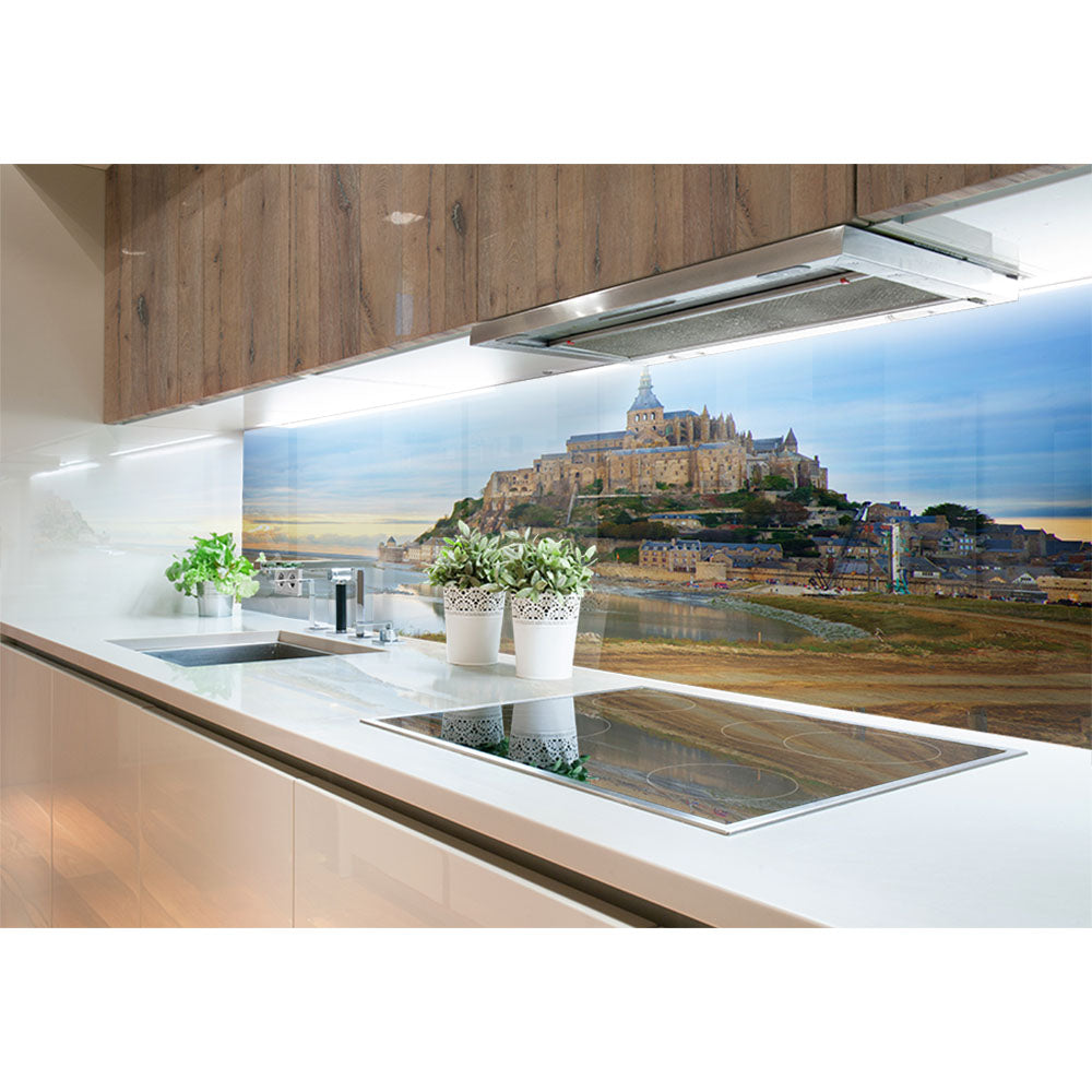Panneau mural douche VIPANEL - Paysage urbain Mont St Michel - Finition brillant