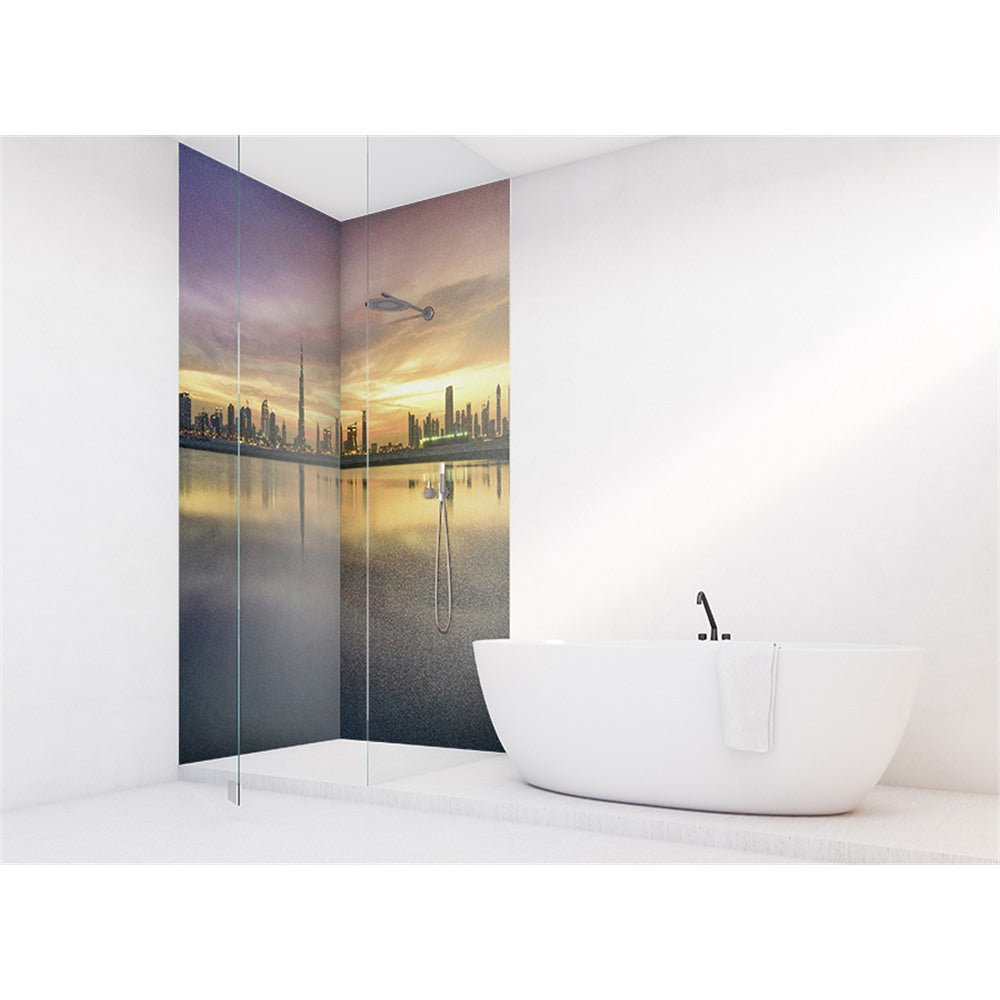 Panneau mural douche VIPANEL - Paysage urbain Skyline Dubaï - Finition brillant