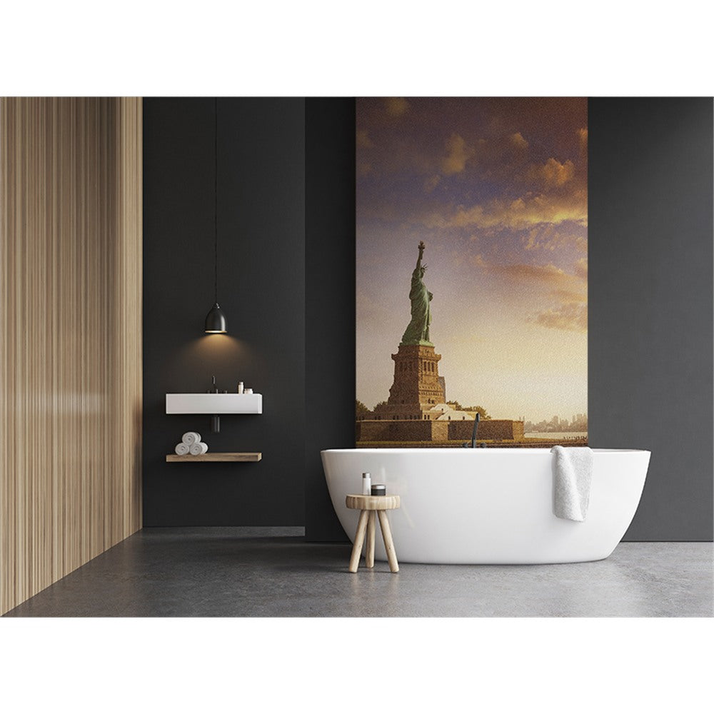 Panneau mural douche VIPANEL - Paysage urbain Statut liberté - Finition brillant