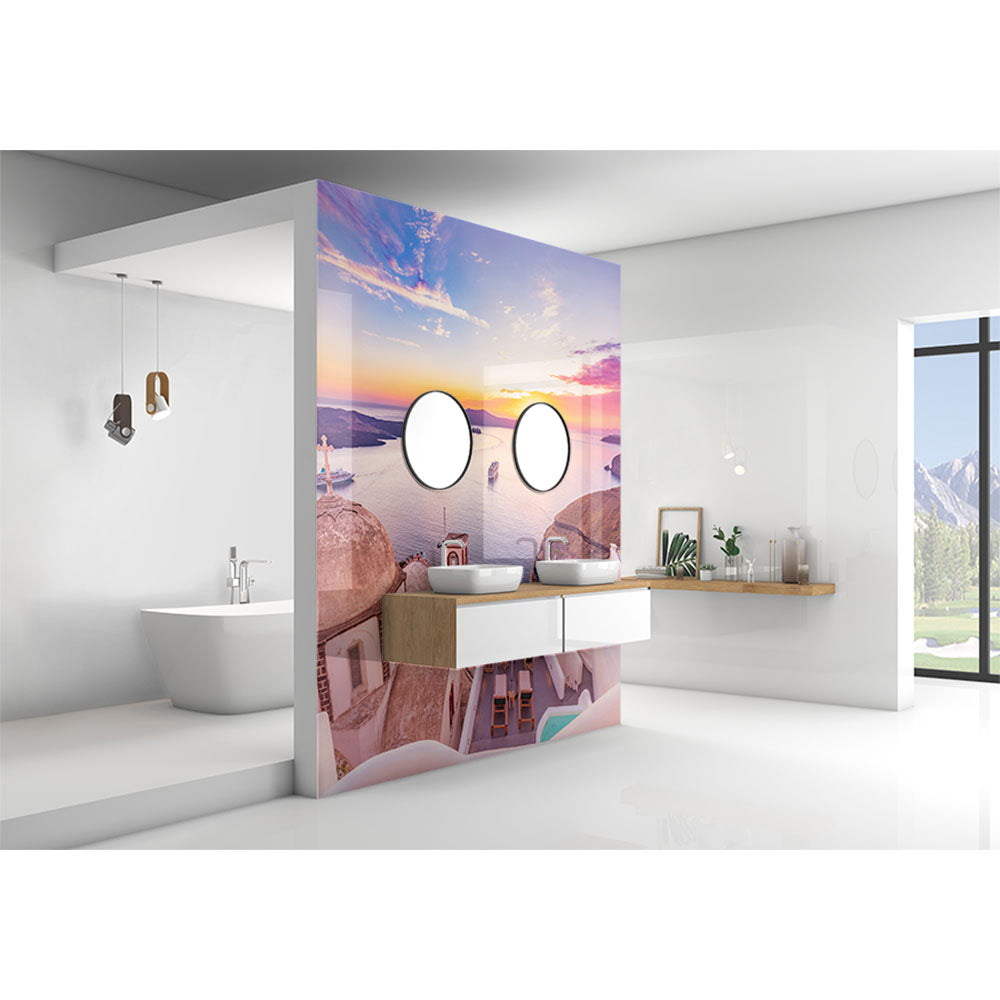Panneau mural douche VIPANEL - Paysage urbain Grèce - Finition brillant