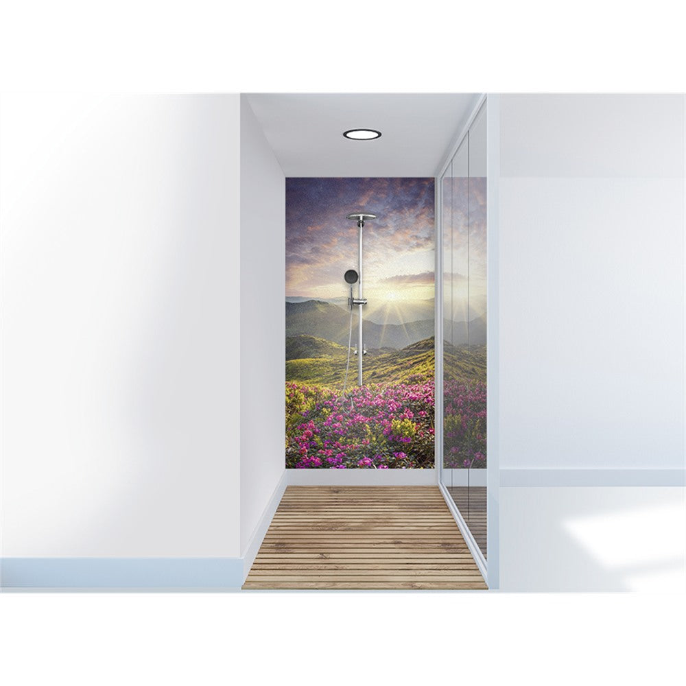 Panneau mural douche VIPANEL - Inspiration nature Lever de soleil sur la montagne - Finition brillant