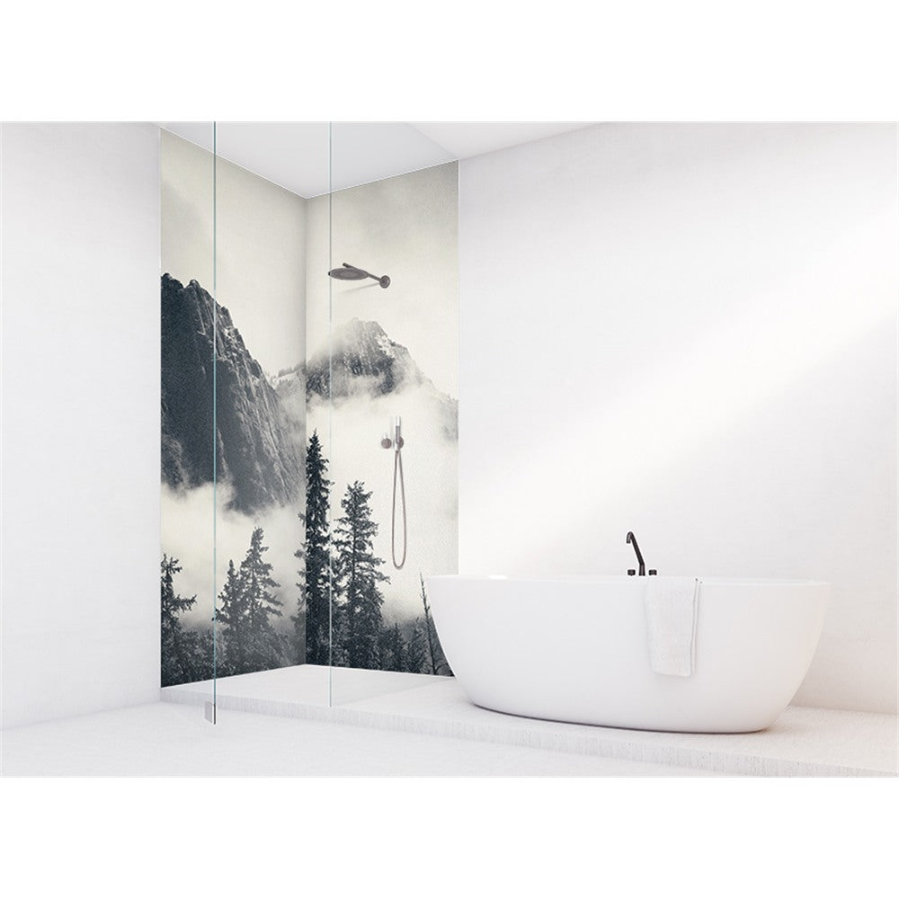 Panneau mural douche VIPANEL - Inspiration nature Montagne Brumeuse - Finition brillant