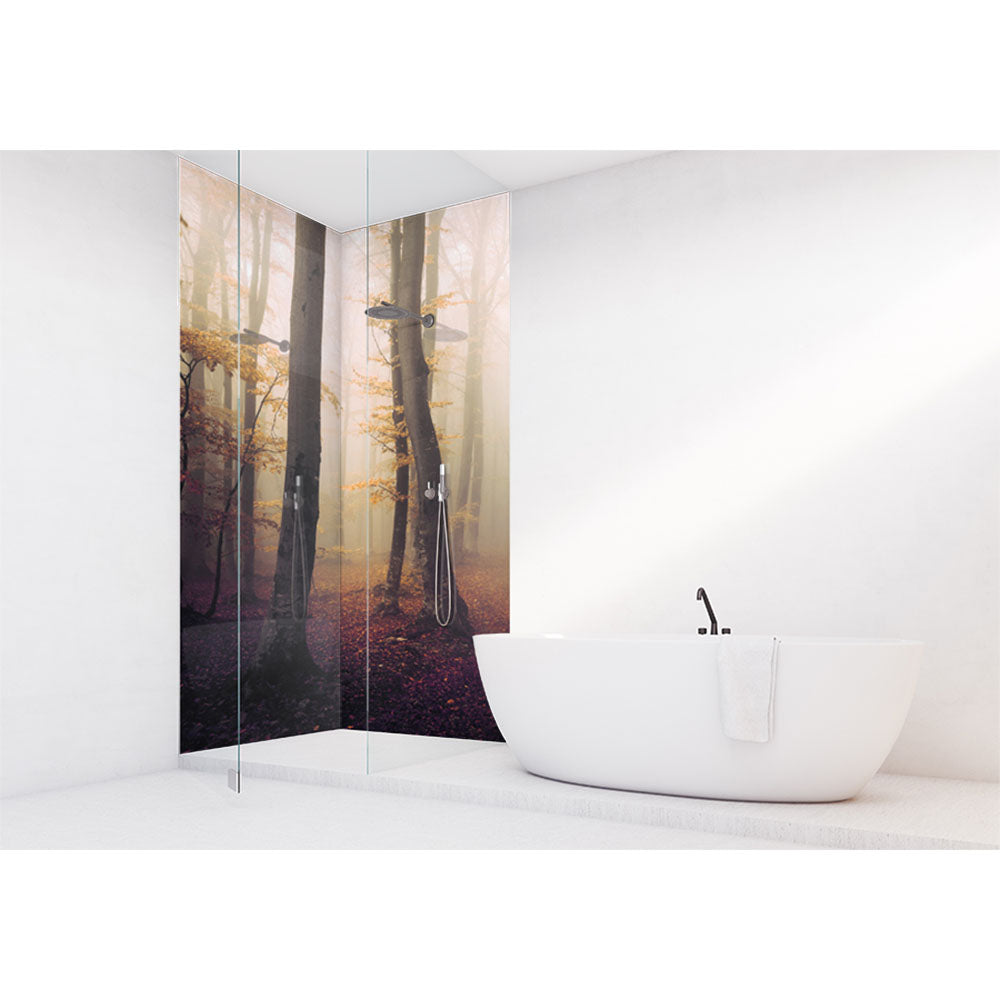 Panneau mural douche VIPANEL - Inspiration nature Forêt brumeuse d'Automne - Finition brillant