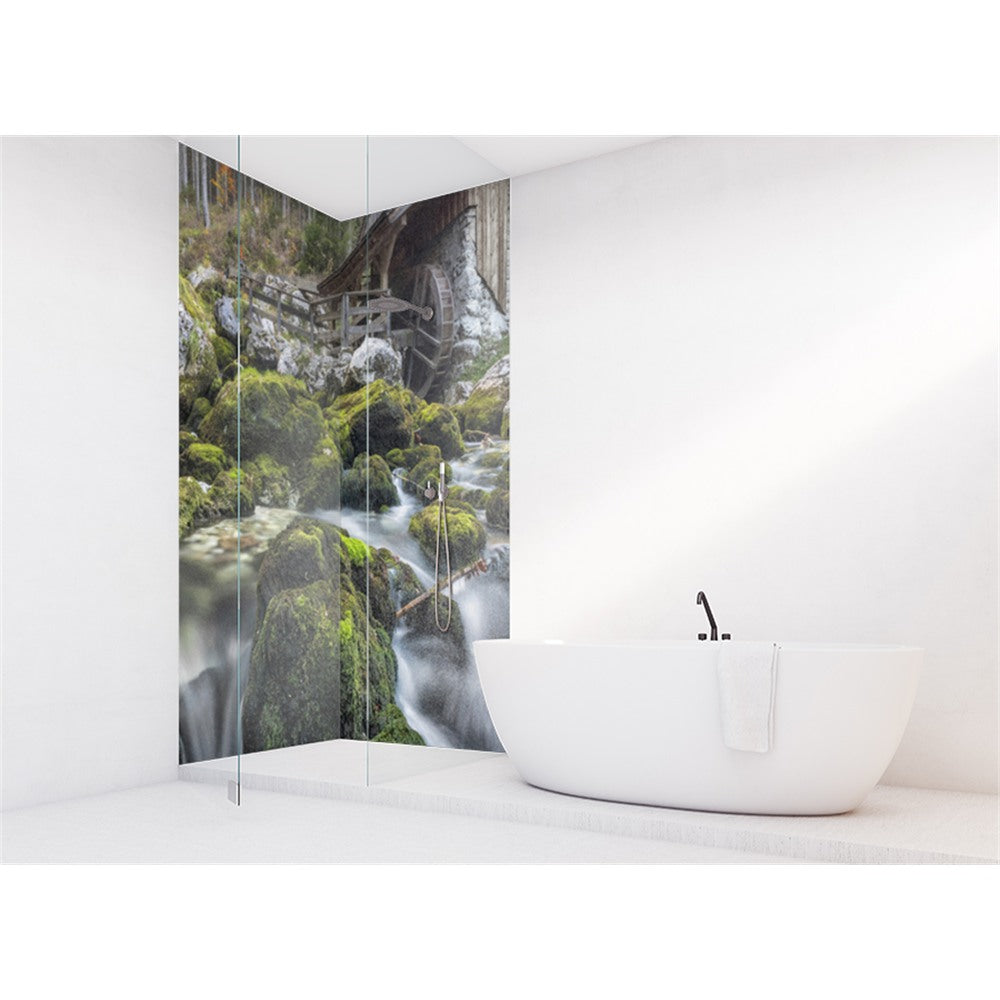 Panneau mural douche VIPANEL - Inspiration nature Cabane en montage - Finition brillant