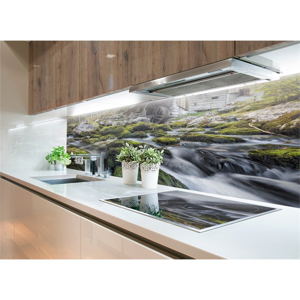Panneau mural douche VIPANEL - Inspiration nature Cabane en montage - Finition brillant