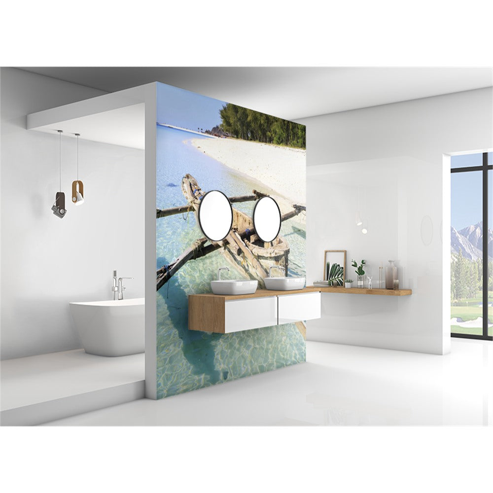 Panneau mural douche VIPANEL - Inspiration nature Bateau de pêcheur tropical - Finition brillant