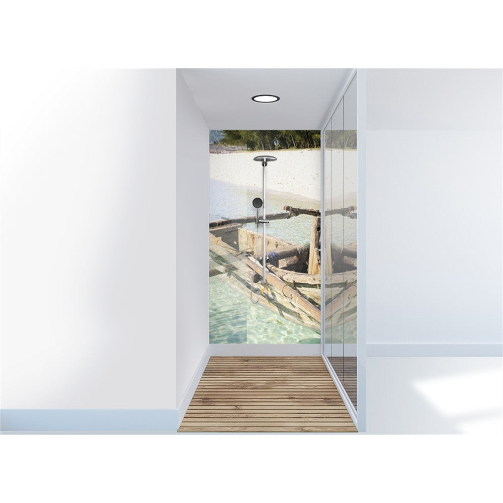 Panneau mural douche VIPANEL - Inspiration nature Bateau de pêcheur tropical - Finition brillant