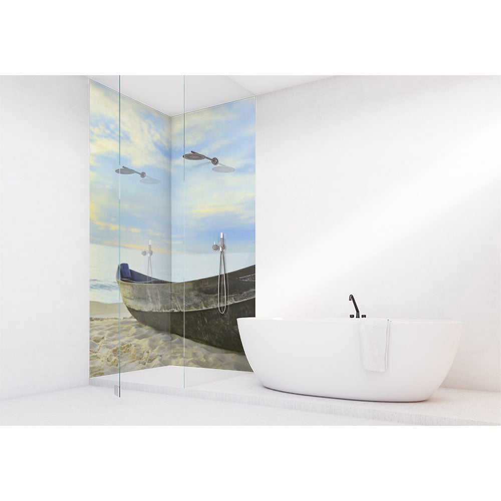 Panneau mural douche VIPANEL - Inspiration nature Vieux bateau de pêcheur - Finition brillant