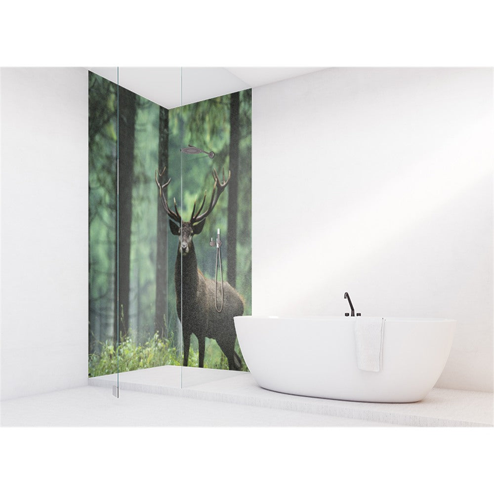 Panneau mural douche VIPANEL - Inspiration nature Cerf dans la forêt - Finition brillant