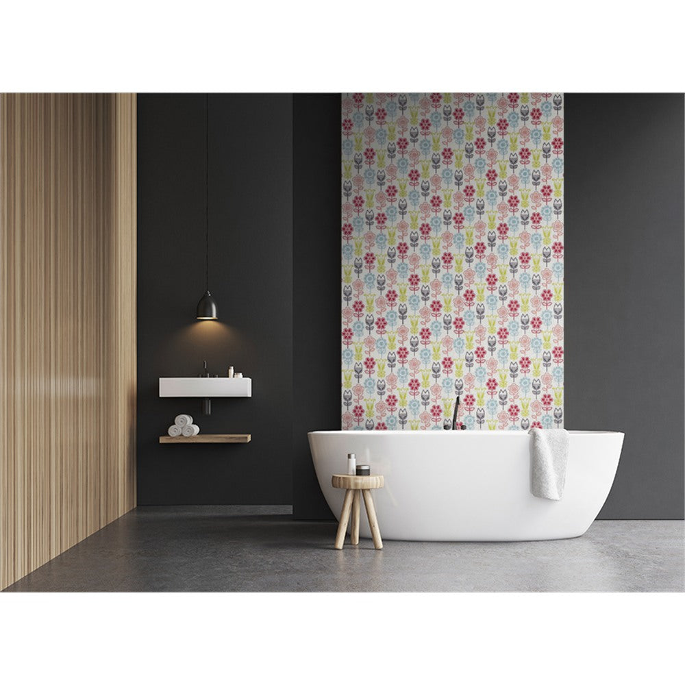 Panneau mural douche VIPANEL - Inspiration nature Fleurs graphiques - Finition mat