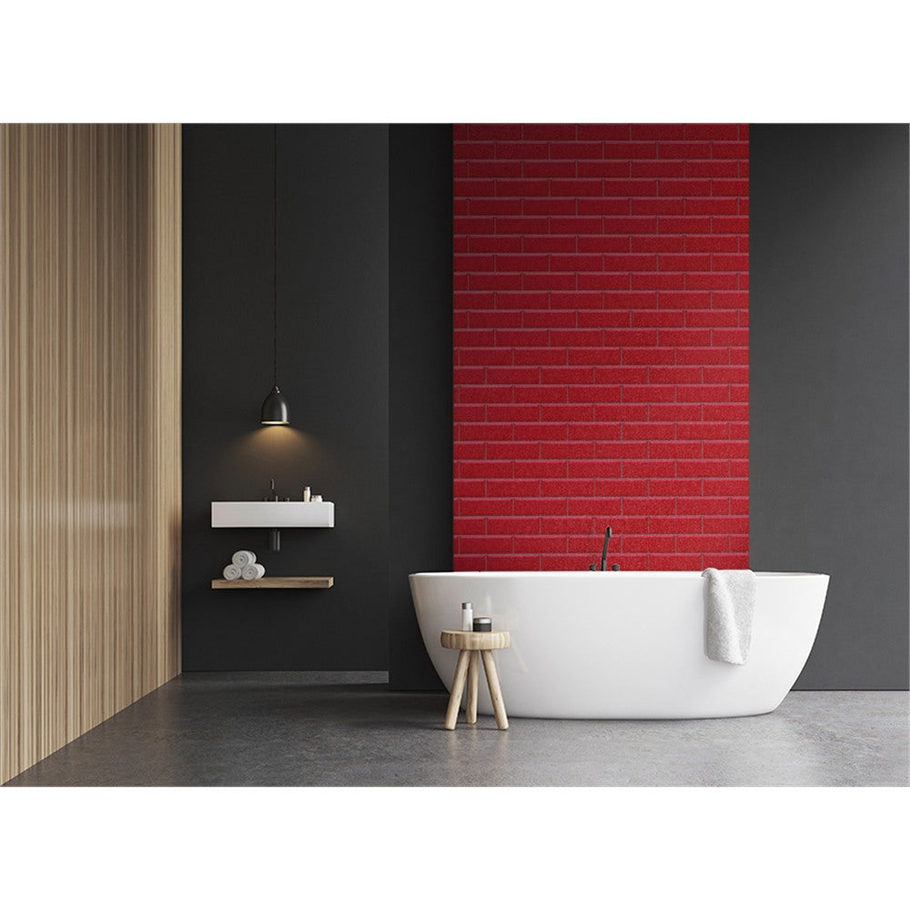 Panneau mural douche VIPANEL - Carrelage Rétro rouge - Finition brillant