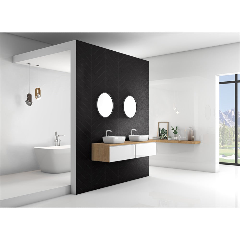 Panneau mural douche VIPANEL - Carrelage Arrêtes noires - Finition brillant