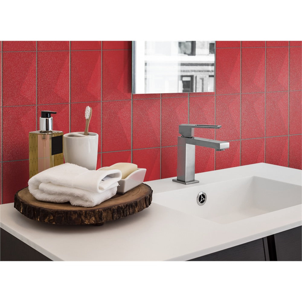 Panneau mural douche VIPANEL - Carrelage Avantgarde rouge - Finition brillant