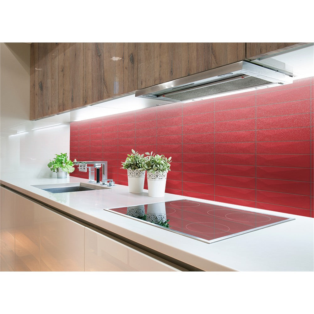 Panneau mural douche VIPANEL - Carrelage Avantgarde rouge - Finition brillant