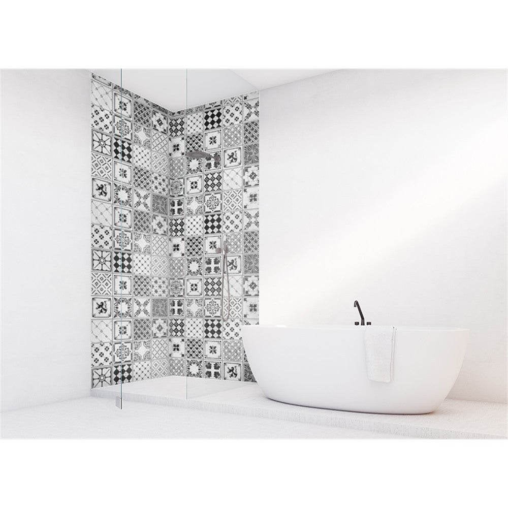 Panneau mural douche VIPANEL - Carrelage Carreaux indigo gris - Finition brillant