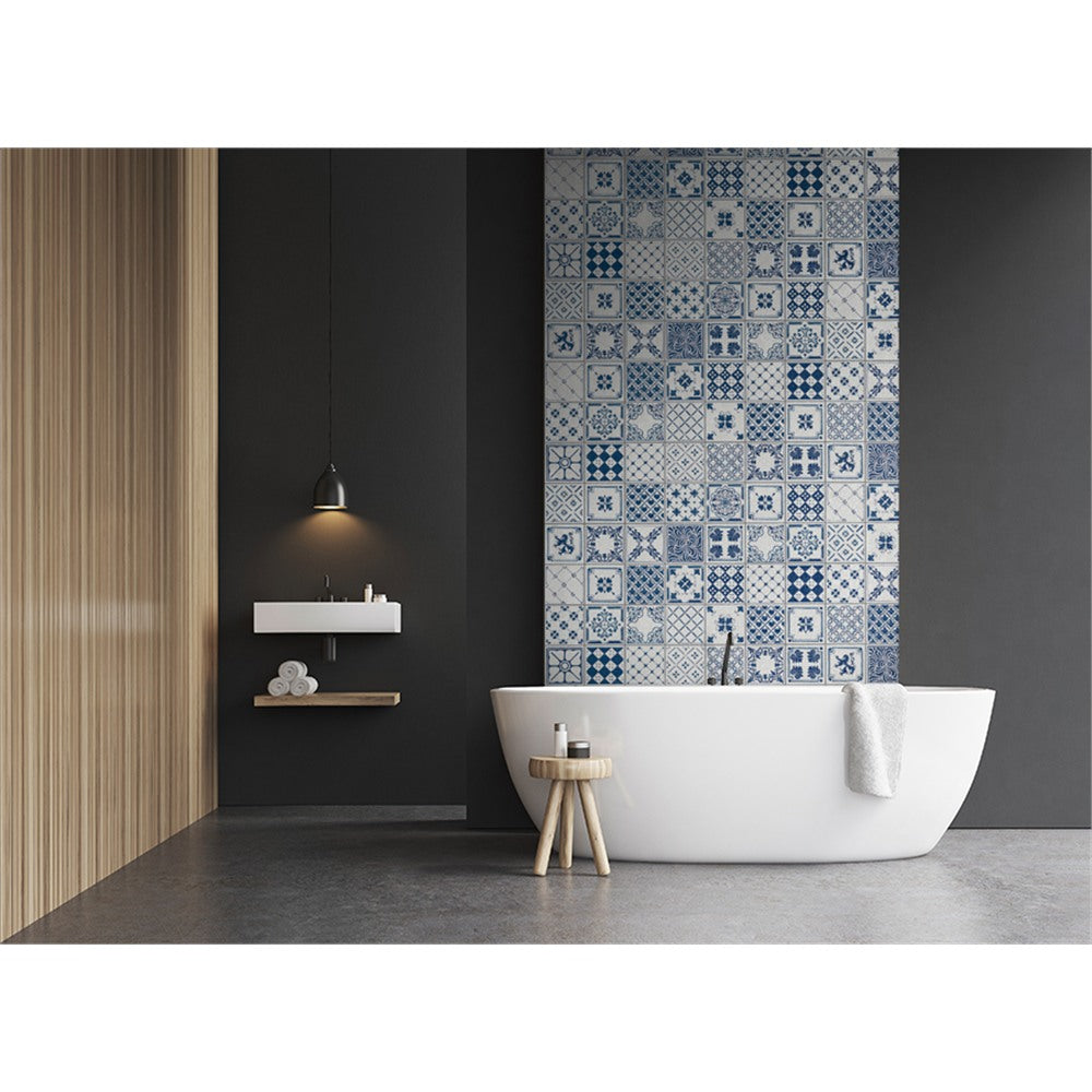 Panneau mural douche VIPANEL - Carrelage Carreaux indigo bleu - Finition brillant