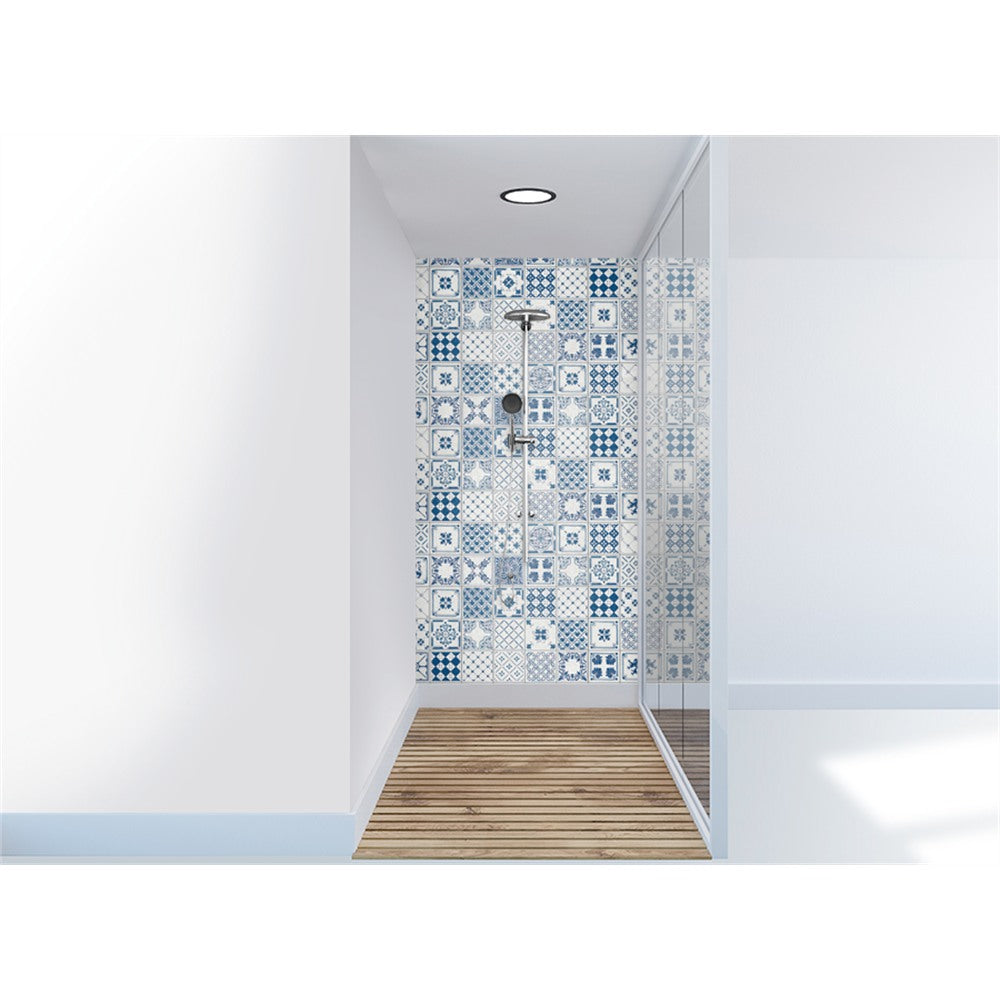 Panneau mural douche VIPANEL - Carrelage Carreaux indigo bleu - Finition brillant