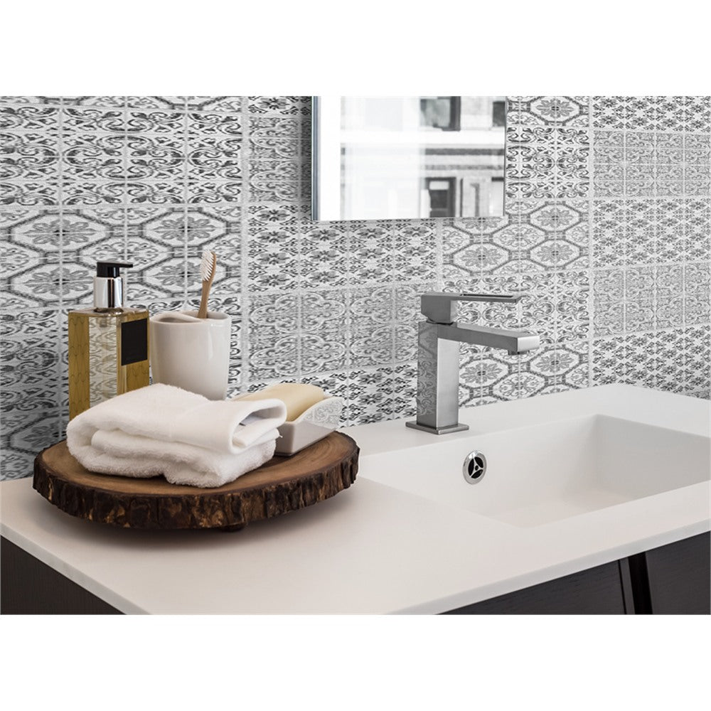Panneau mural douche VIPANEL - Carrelage Carreaux gris blanc - Finition brillant
