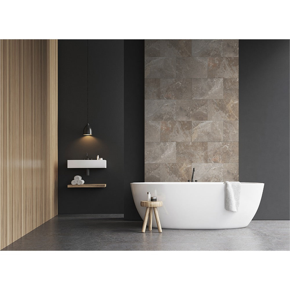 Panneau mural douche VIPANEL - Carrelage Pierre Castello clair - Finition brillant